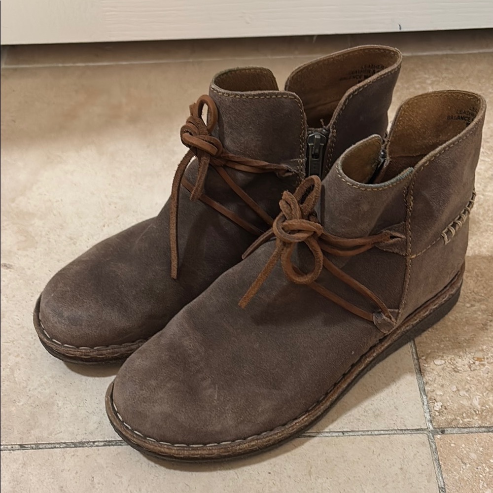 Born Brown Suede Ankle Booties with Crepe Sole